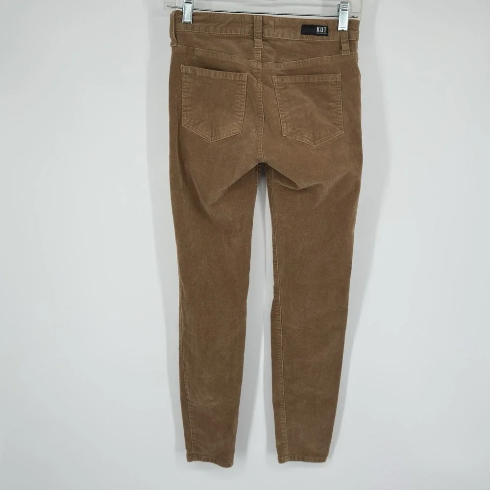 Kut From The Kloth Diana Skinny Corduroy Pants Brown Stretch Women's Size 00 Y2K